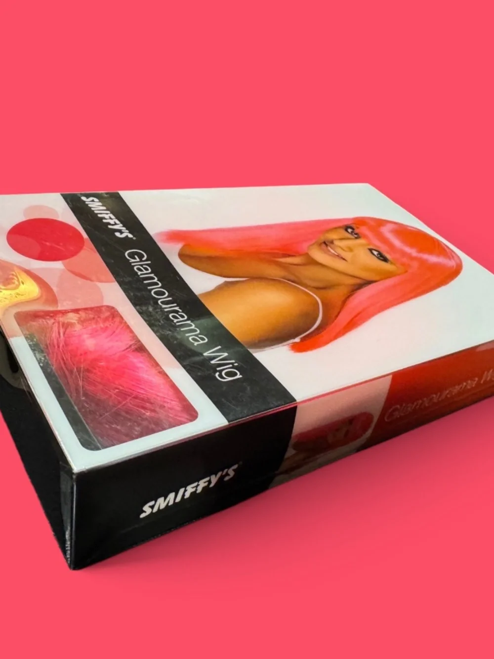 Smiffy's Glamourama Neon Pink Long Straight Fringe Costume Wig